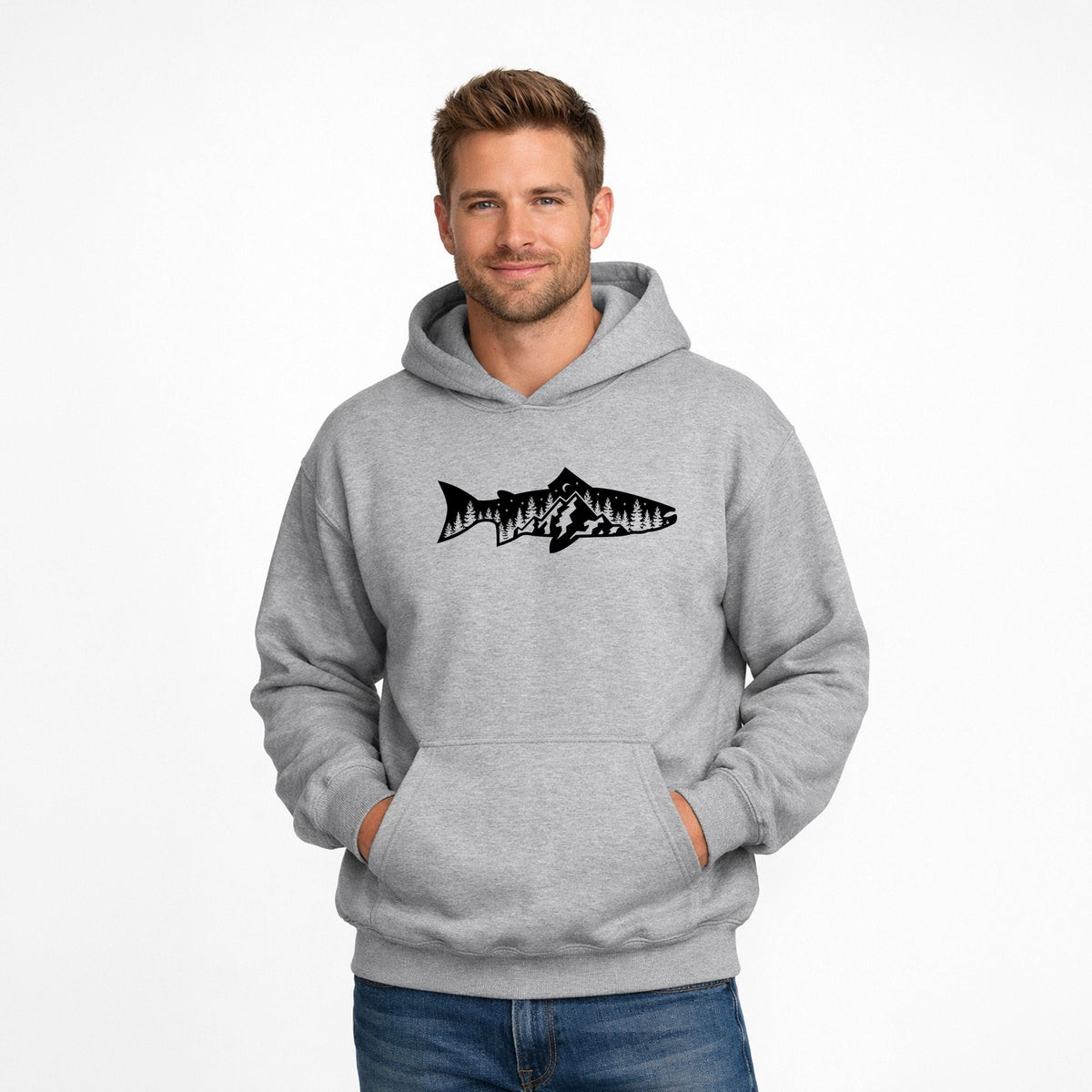 Fish and Trees - Men's Graphic Hoodie