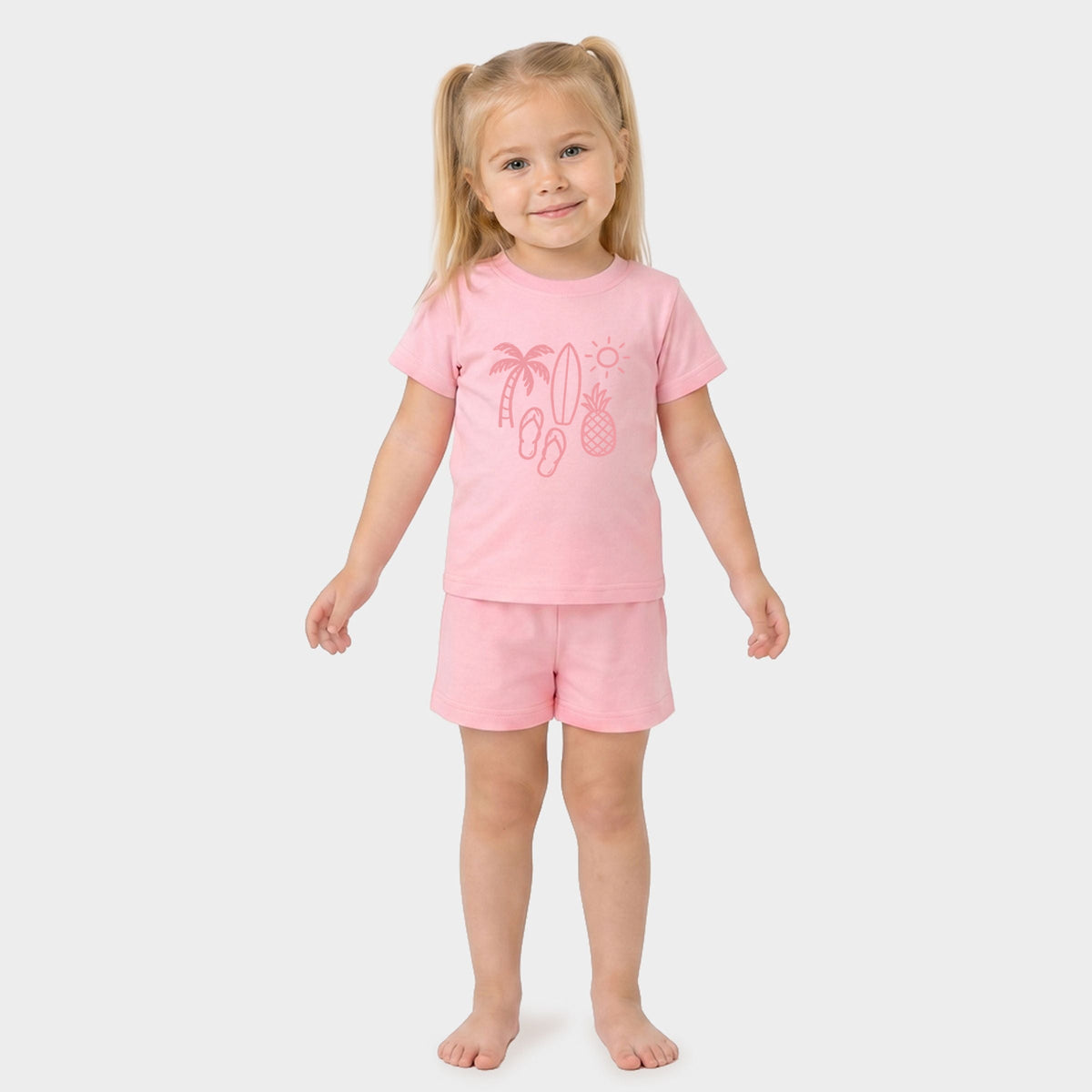 Beach Elements Outline - Toddler Crew Shorts Set