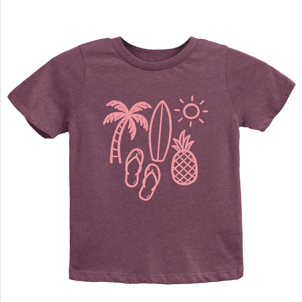 Beach Elements Outline - Youth Short Sleeve Graphic T-Shirt