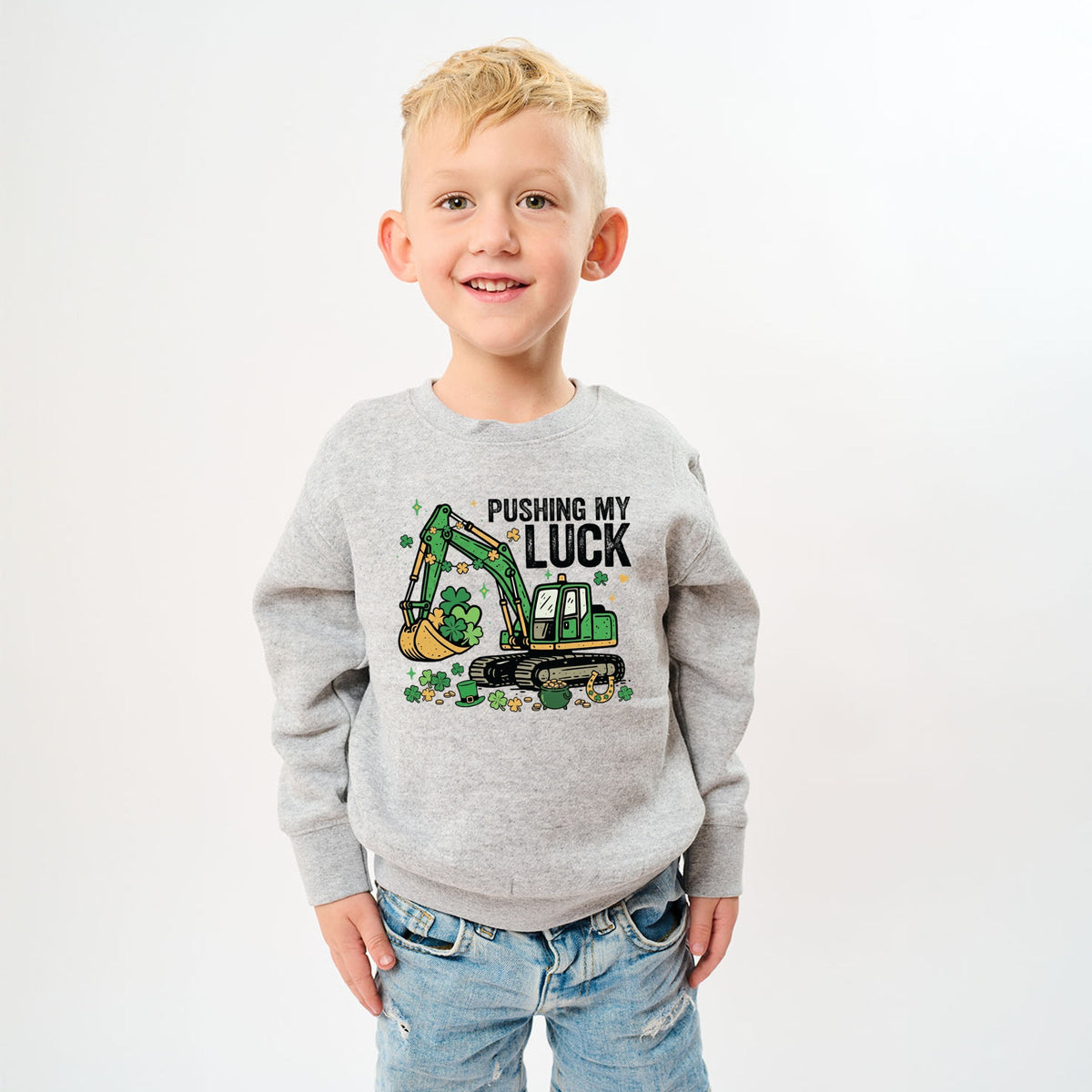 Pushing My Luck Excavator - Youth Graphic Sweatshirt