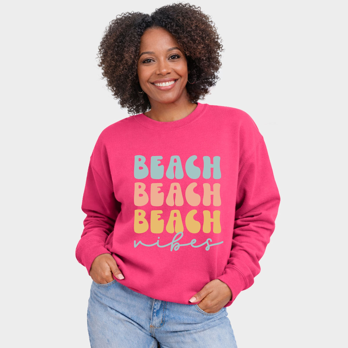 Beach Vibes Stacked - Women's Graphic Sweatshirt