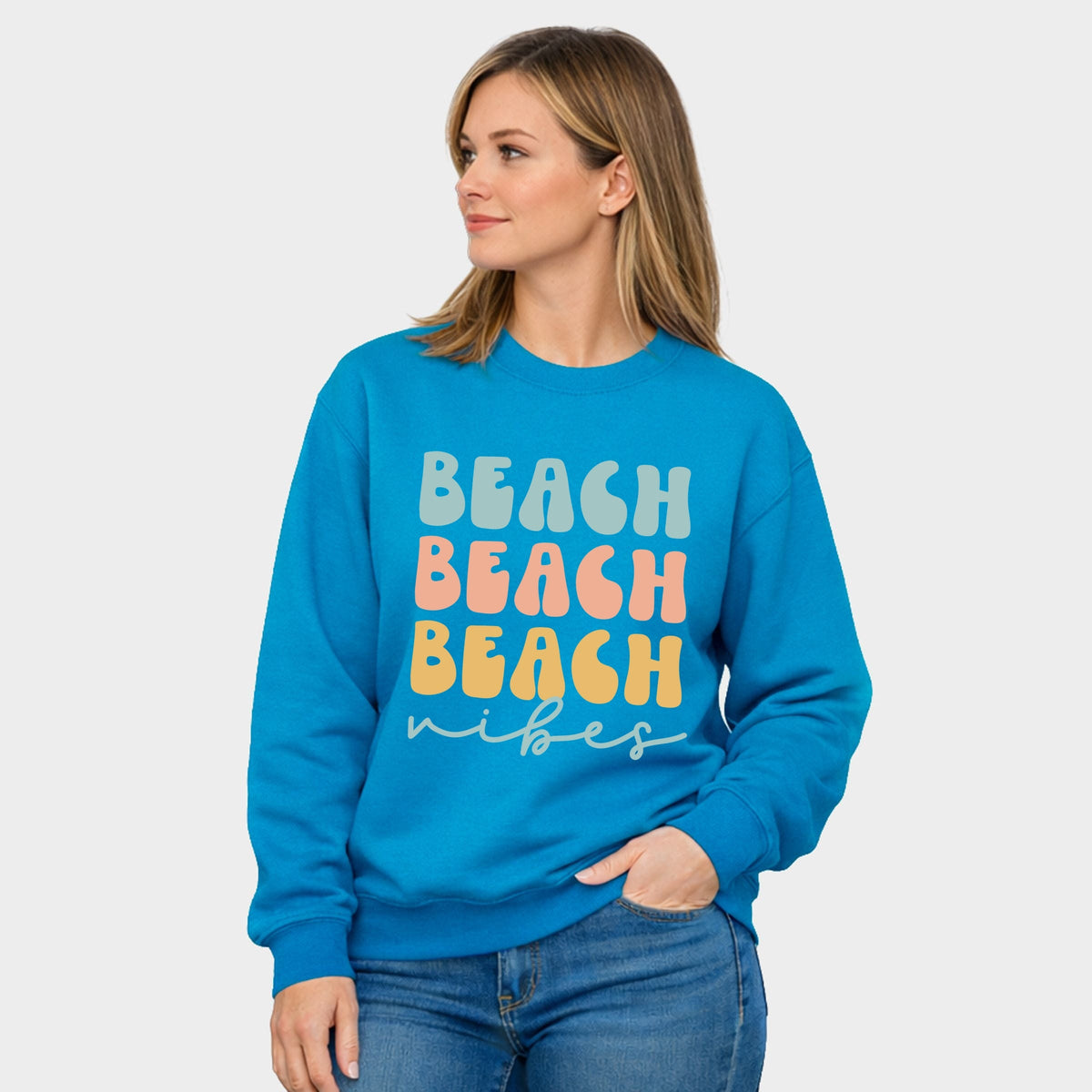 Beach Vibes Stacked - Women's Graphic Sweatshirt