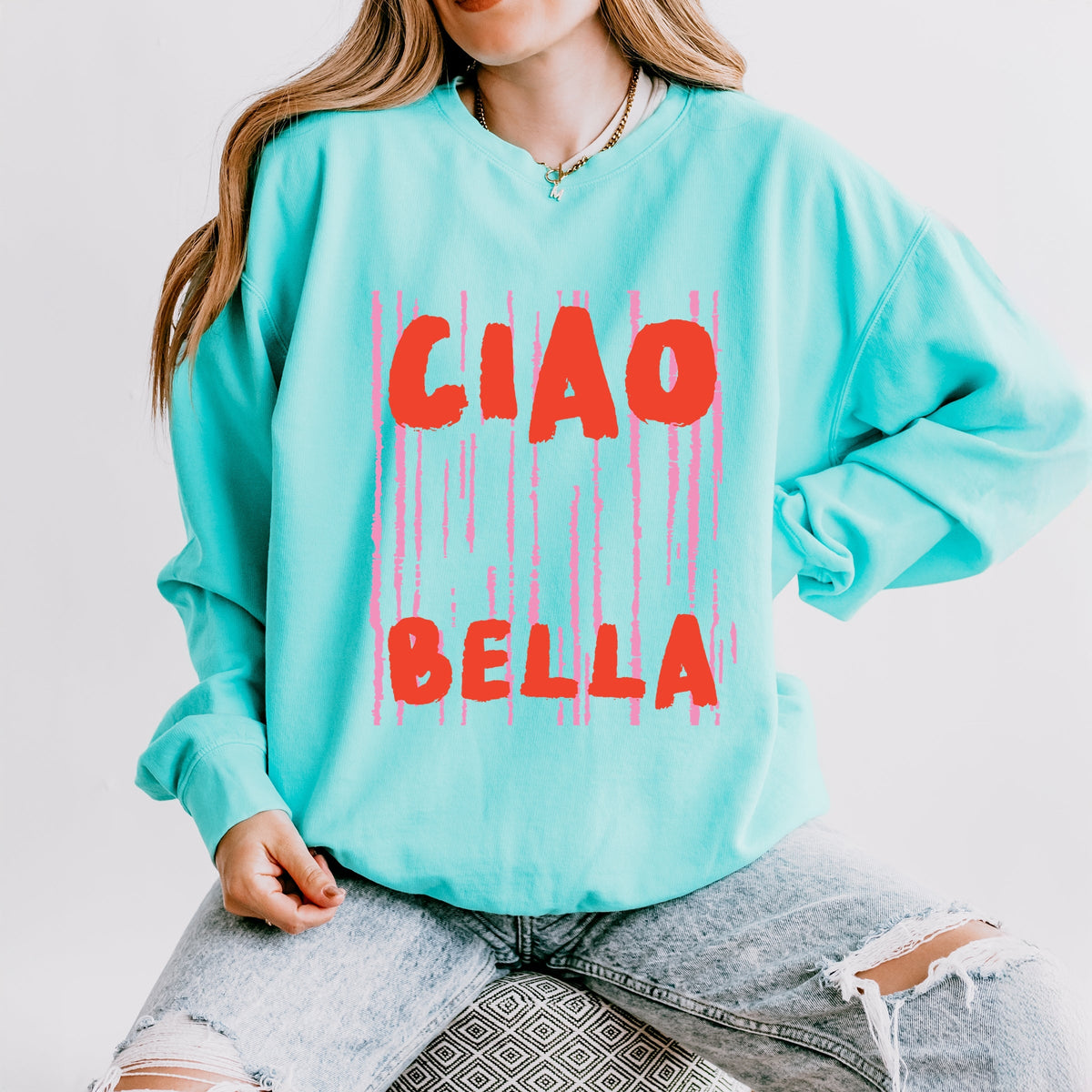 Ciao Bella Stripes - Women's Lightweight Garment Dyed Sweatshirt