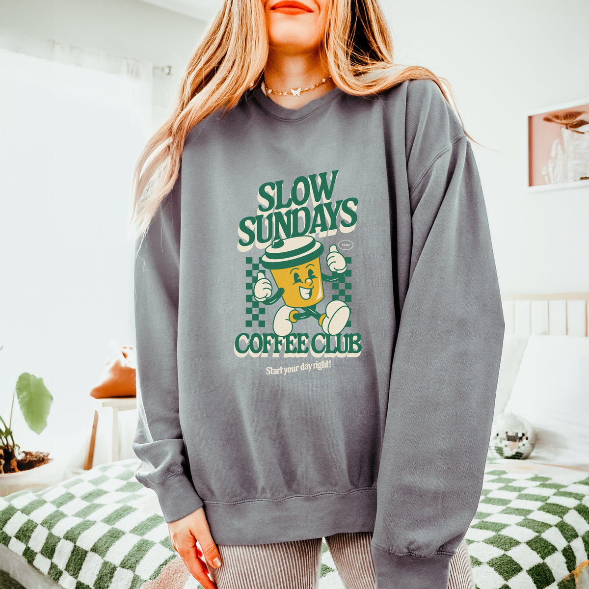 Slow Sundays Coffee Club - Women's Lightweight Garment Dyed Sweatshirt