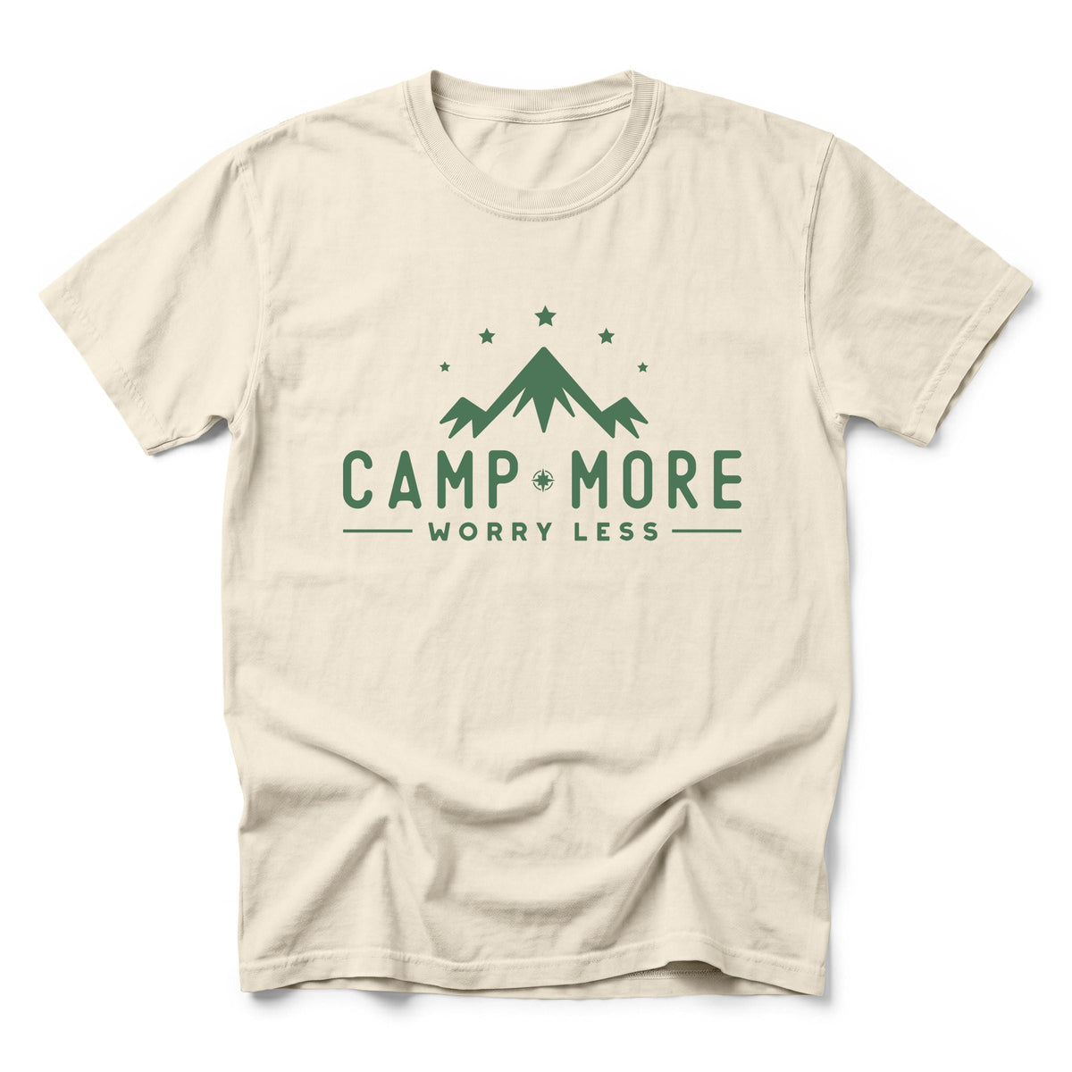 Camp More Worry Less Mountains - Men's Garment Dyed Graphic T-Shirt