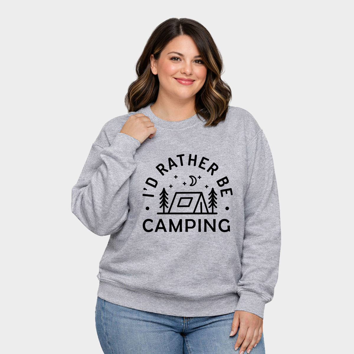 I'd Rather Be Camping Tent - Women's Plus Sized Graphic Sweatshirt