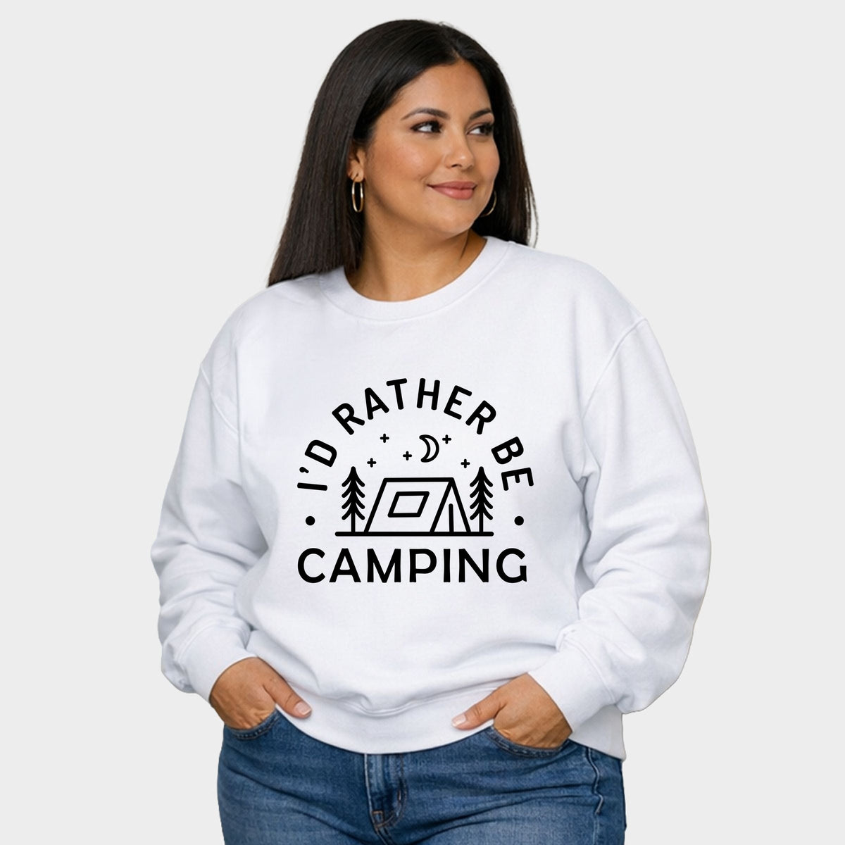 I'd Rather Be Camping Tent - Women's Plus Sized Graphic Sweatshirt