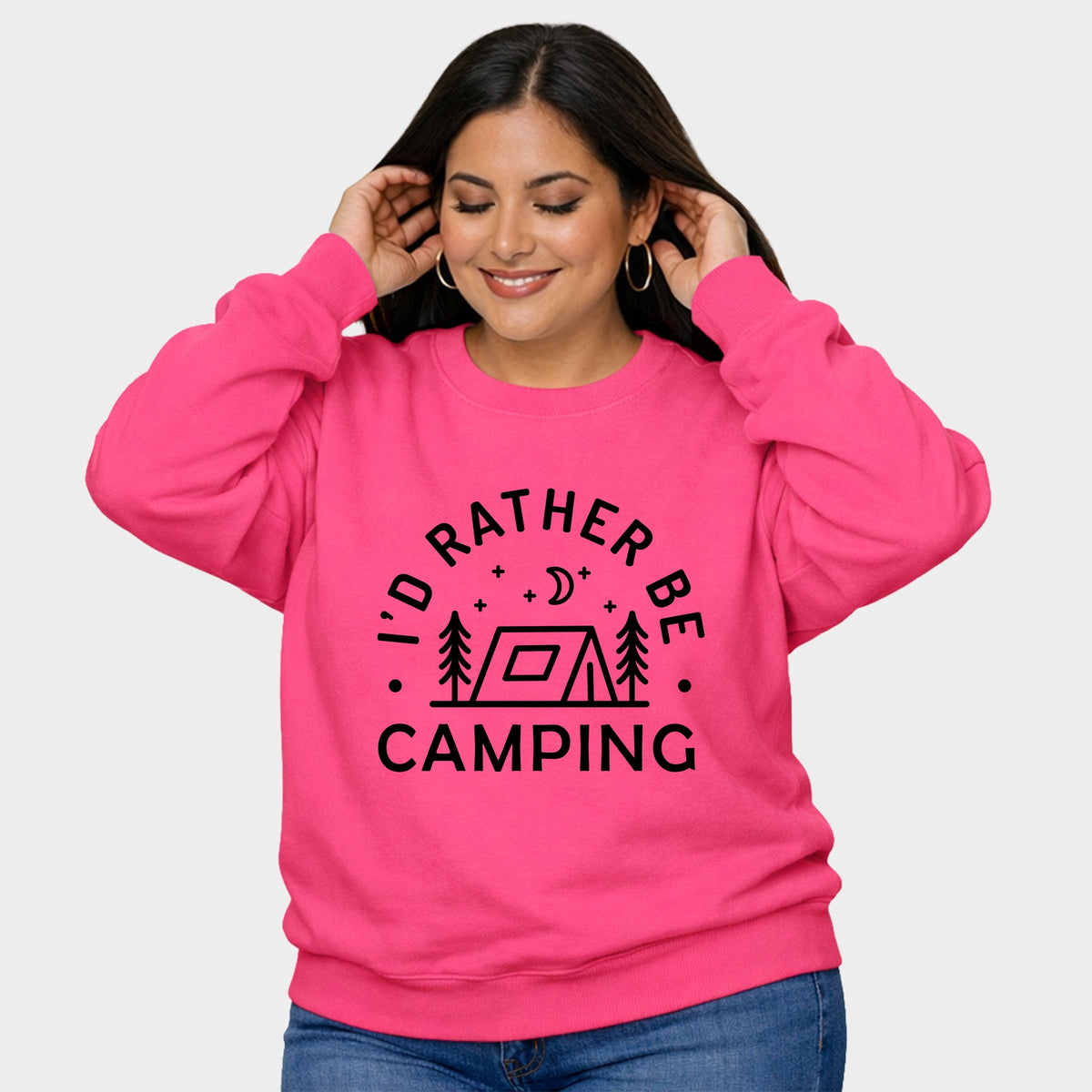 I'd Rather Be Camping Tent - Women's Plus Sized Graphic Sweatshirt