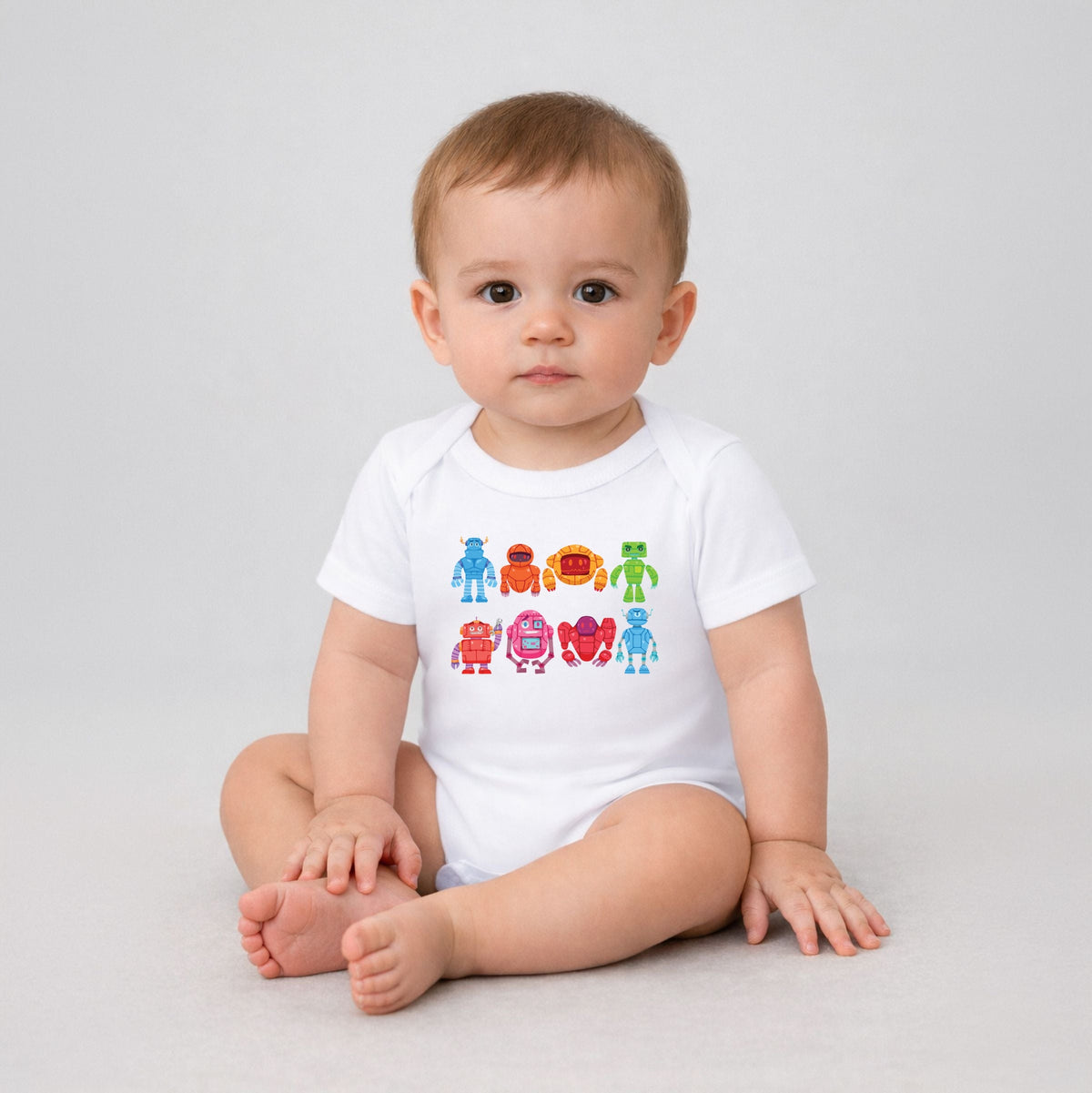 Colorful Robots - Infant Short Sleeve Graphic Bodysuit