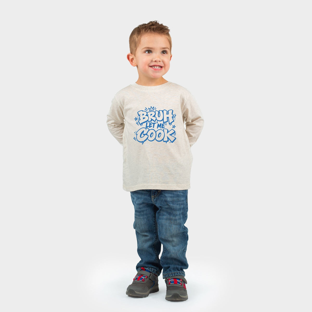 Bruh Let Me Cook Blue - Toddler Long Sleeve Graphic Tee