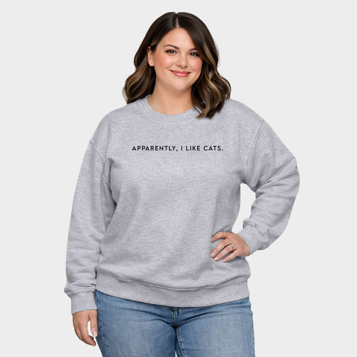 Apparently, I Like Cats - Women's Plus Sized Graphic Sweatshirt