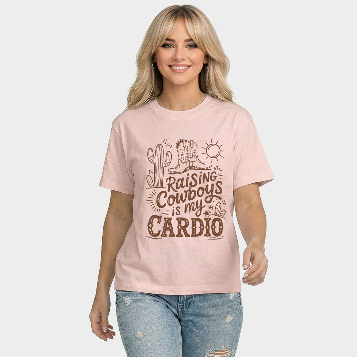 Raising Cowboys Is My Cardio - Women's Relaxed Boxy Tee