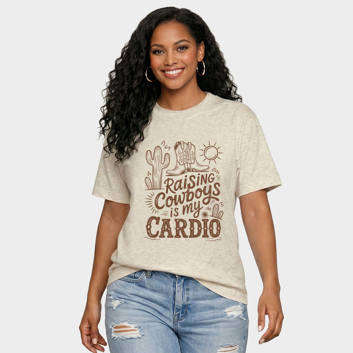 Raising Cowboys Is My Cardio - Women's Relaxed Boxy Tee