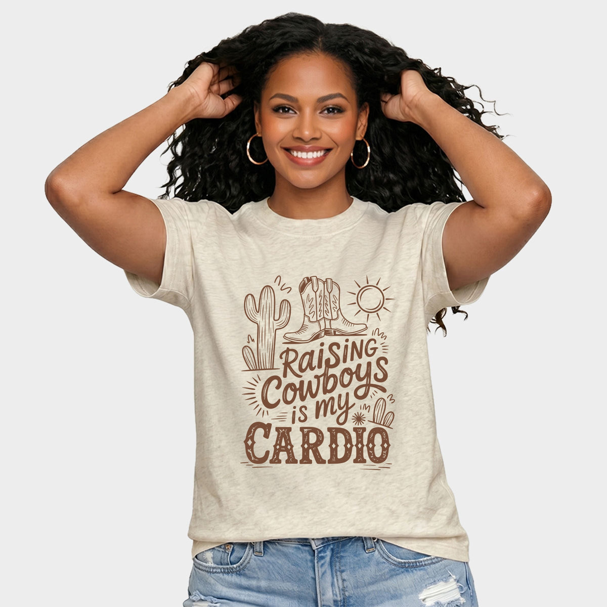 Raising Cowboys Is My Cardio - Women's Relaxed Boxy Tee