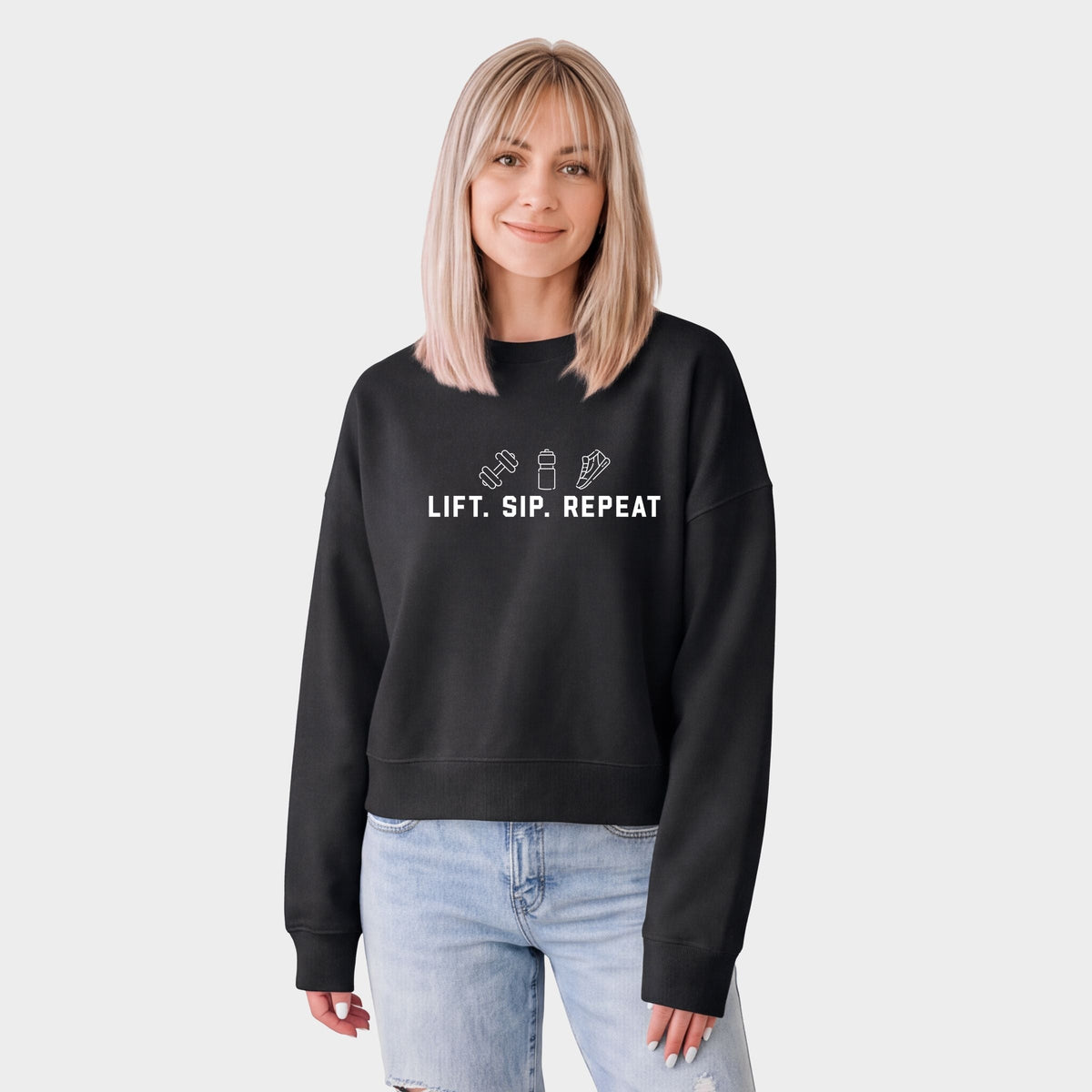 Lift. Sip. Repeat. - Women's Cropped Sweatshirt