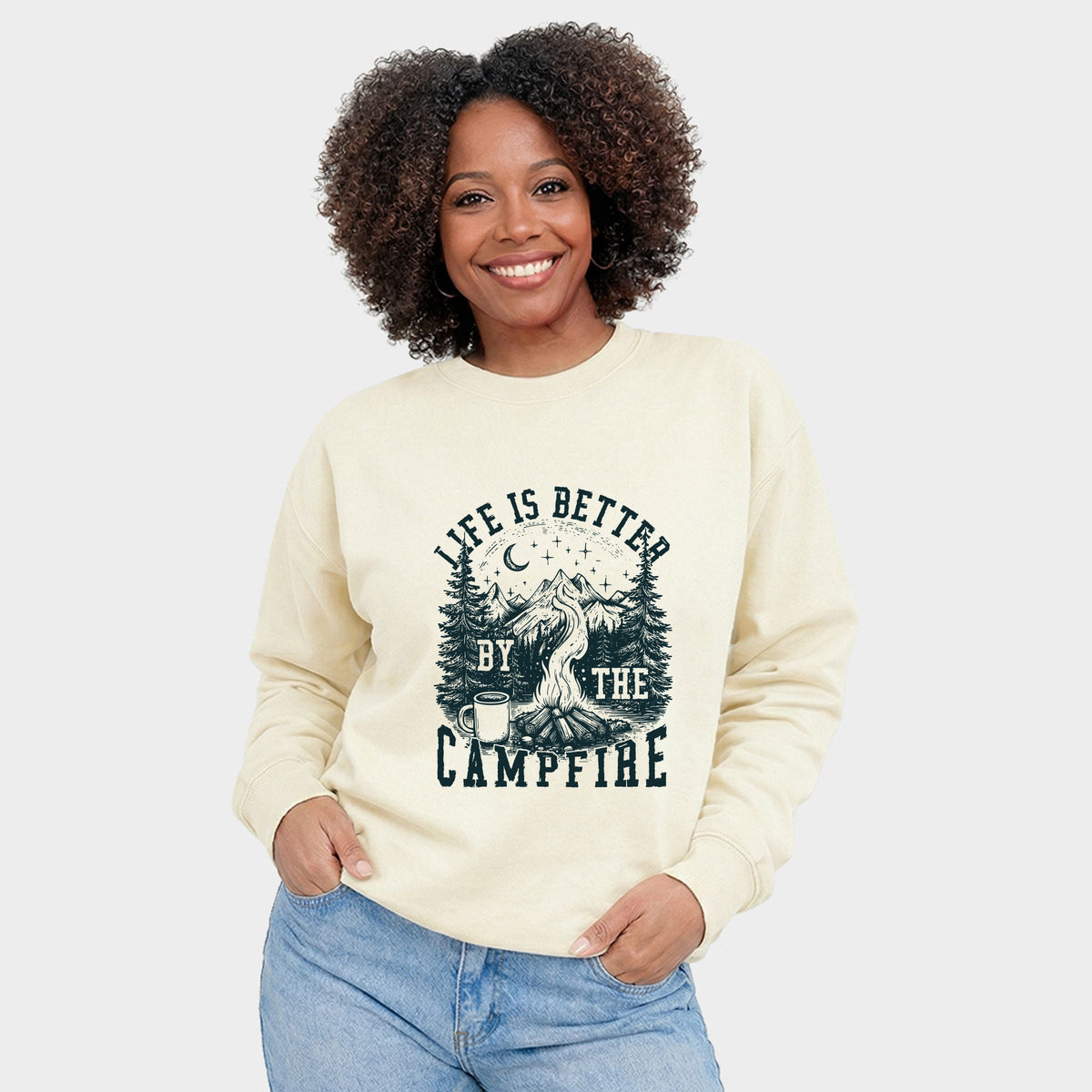 Life is Better by the Campfire Forest - Women's Graphic Sweatshirt