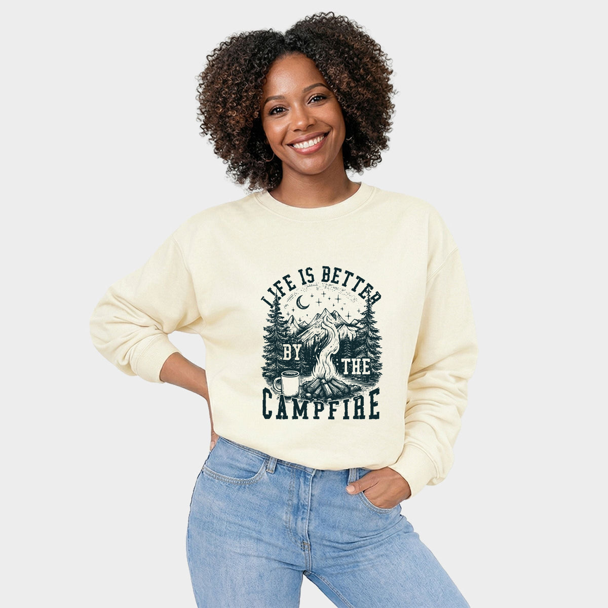 Life is Better by the Campfire Forest - Women's Graphic Sweatshirt