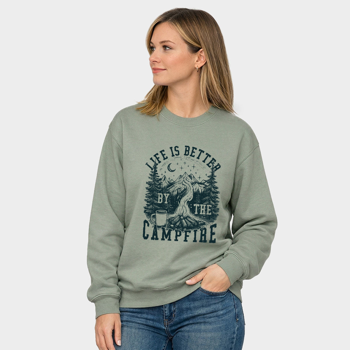 Life is Better by the Campfire Forest - Women's Graphic Sweatshirt