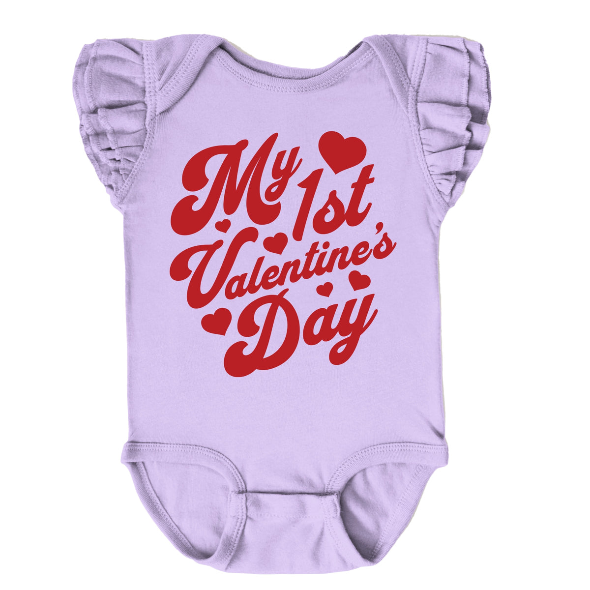 First Valentine's Cursive - Baby Flutter Sleeve Bodysuit