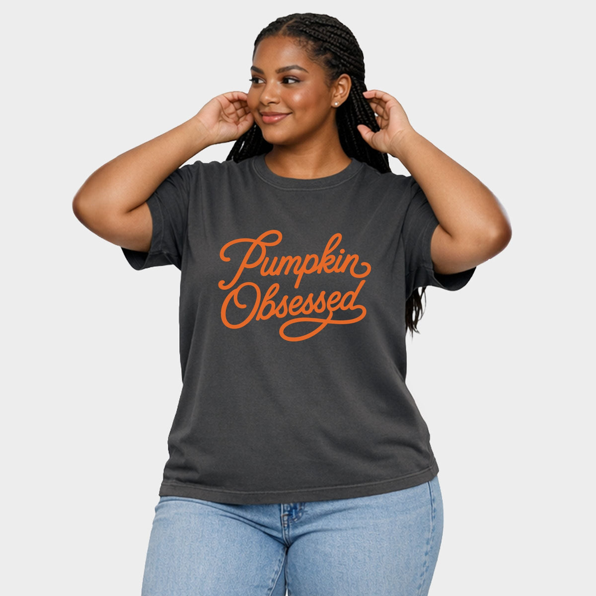Pumpkin Obsessed Cursive - Women's Plus Garment Dyed Tee