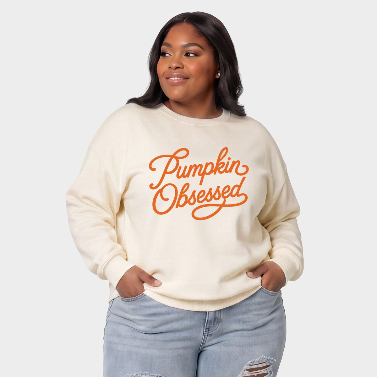 Pumpkin Obsessed Cursive - Women's Plus Sweatshirt