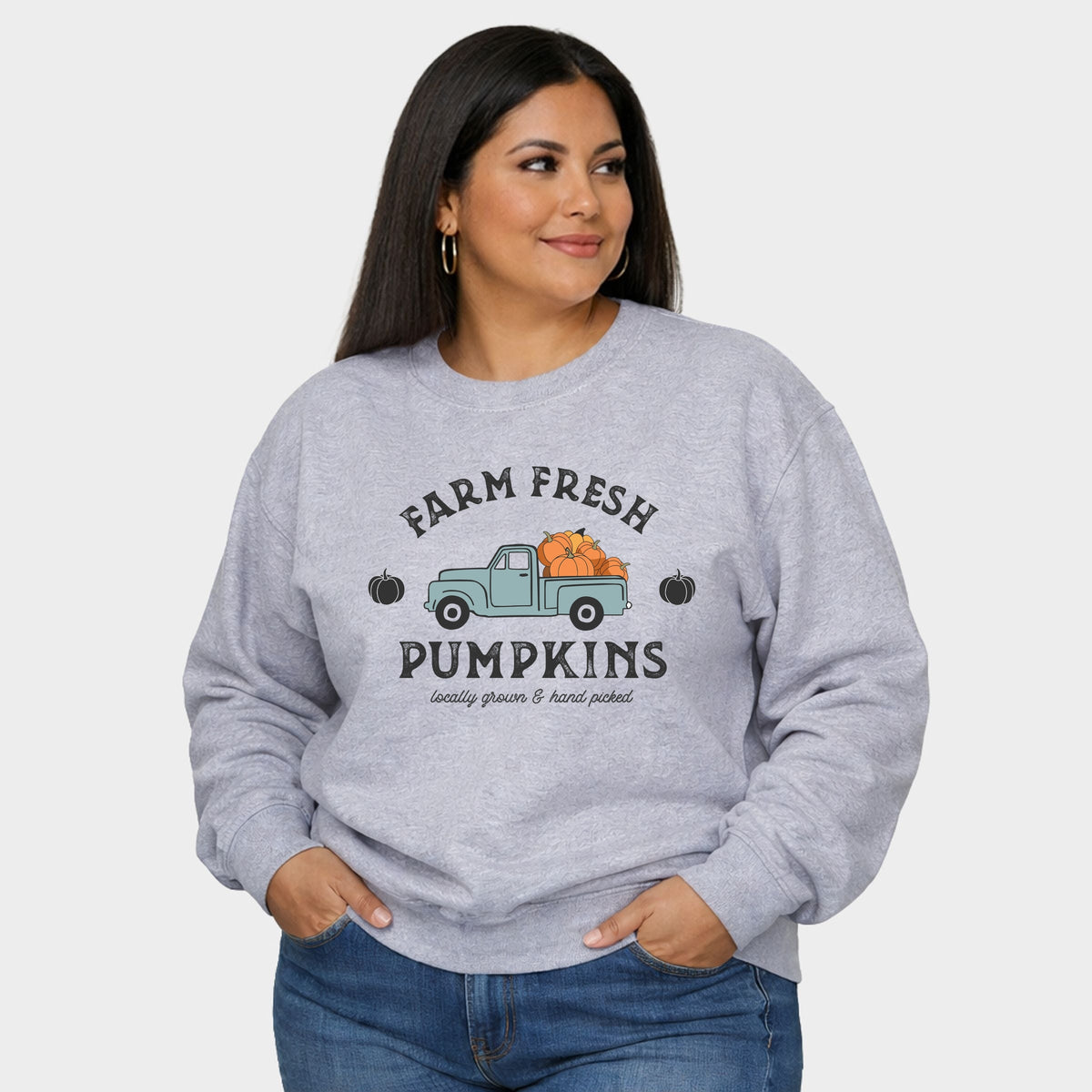 Farm Fresh Pumpkins Truck - Women's Plus Sized Graphic Sweatshirt