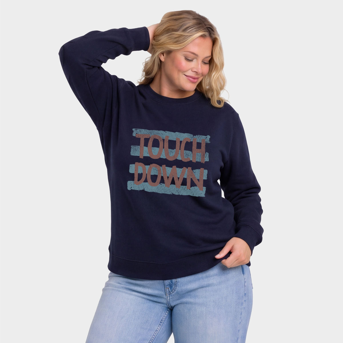 Touch Down Horizontal Stripes - Women's Plus Sized Graphic Sweatshirt