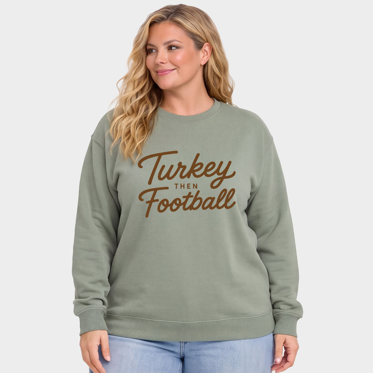 Turkey Then Football - Women's Plus Sized Graphic Sweatshirt