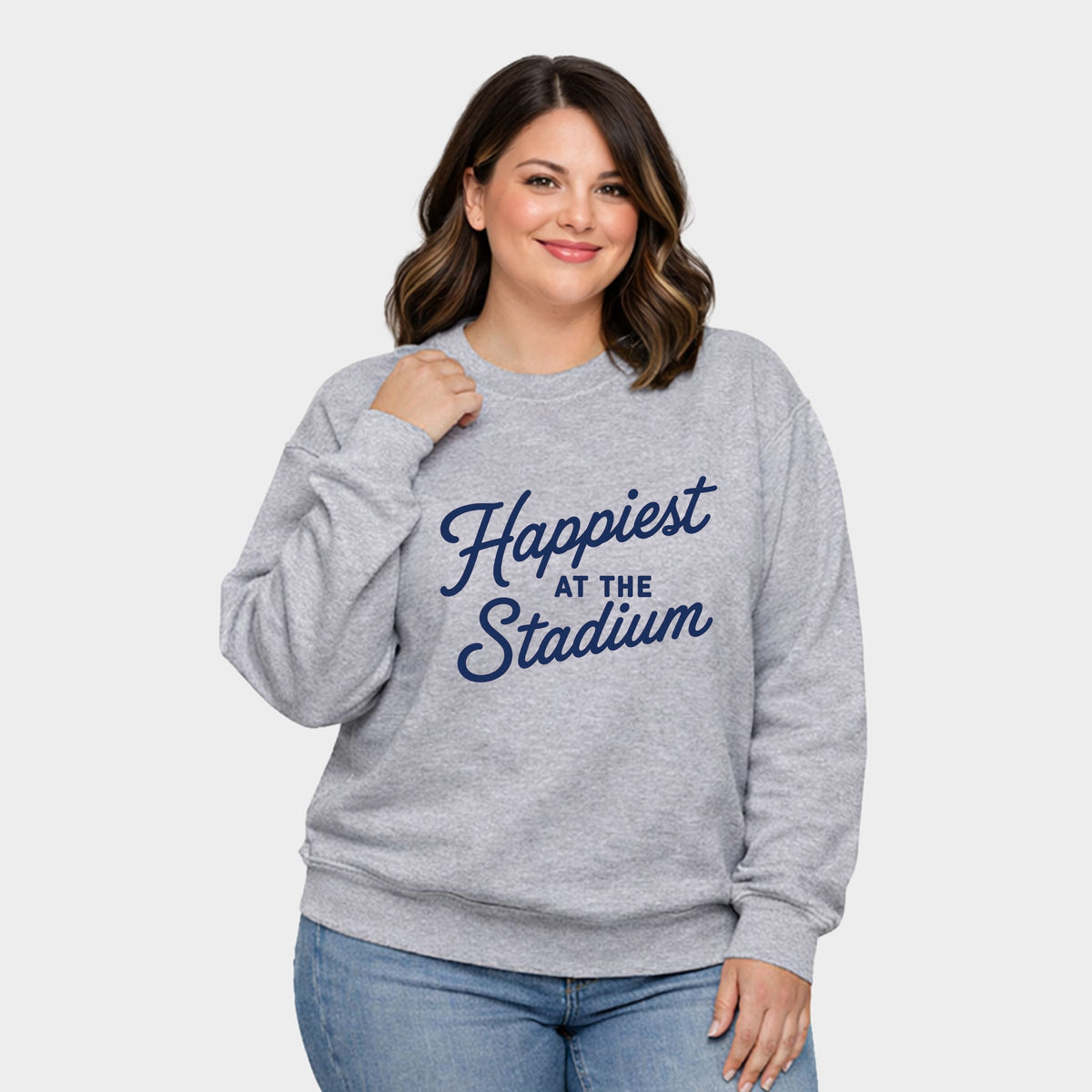 Happiest at the Stadium - Women's Plus Sized Graphic Sweatshirt