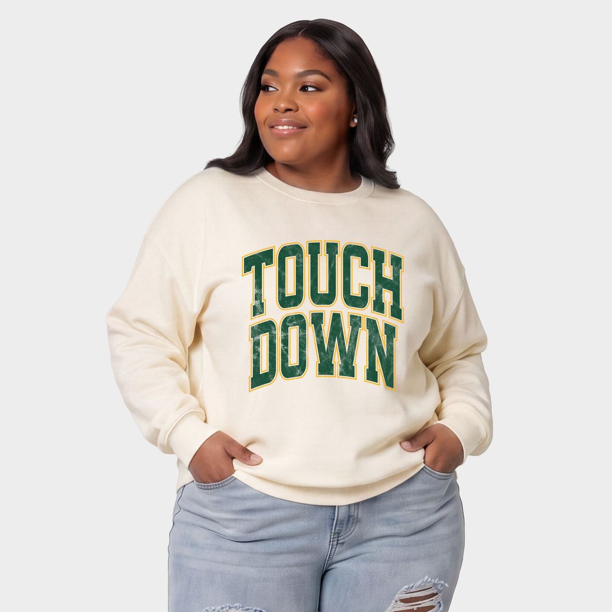 Touchdown Stacked Green - Women's Plus Sweatshirt