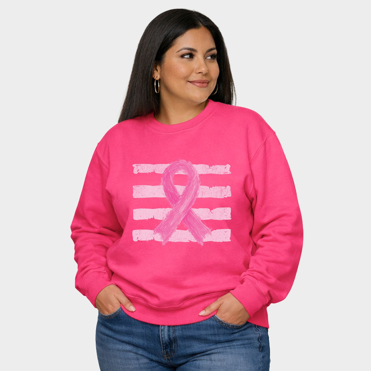 Breast Cancer Ribbon - Women's Plus Sized Graphic Sweatshirt