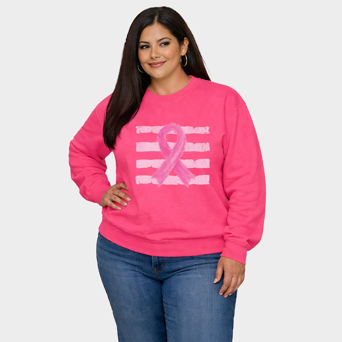 Breast Cancer Ribbon - Women's Plus Sized Graphic Sweatshirt