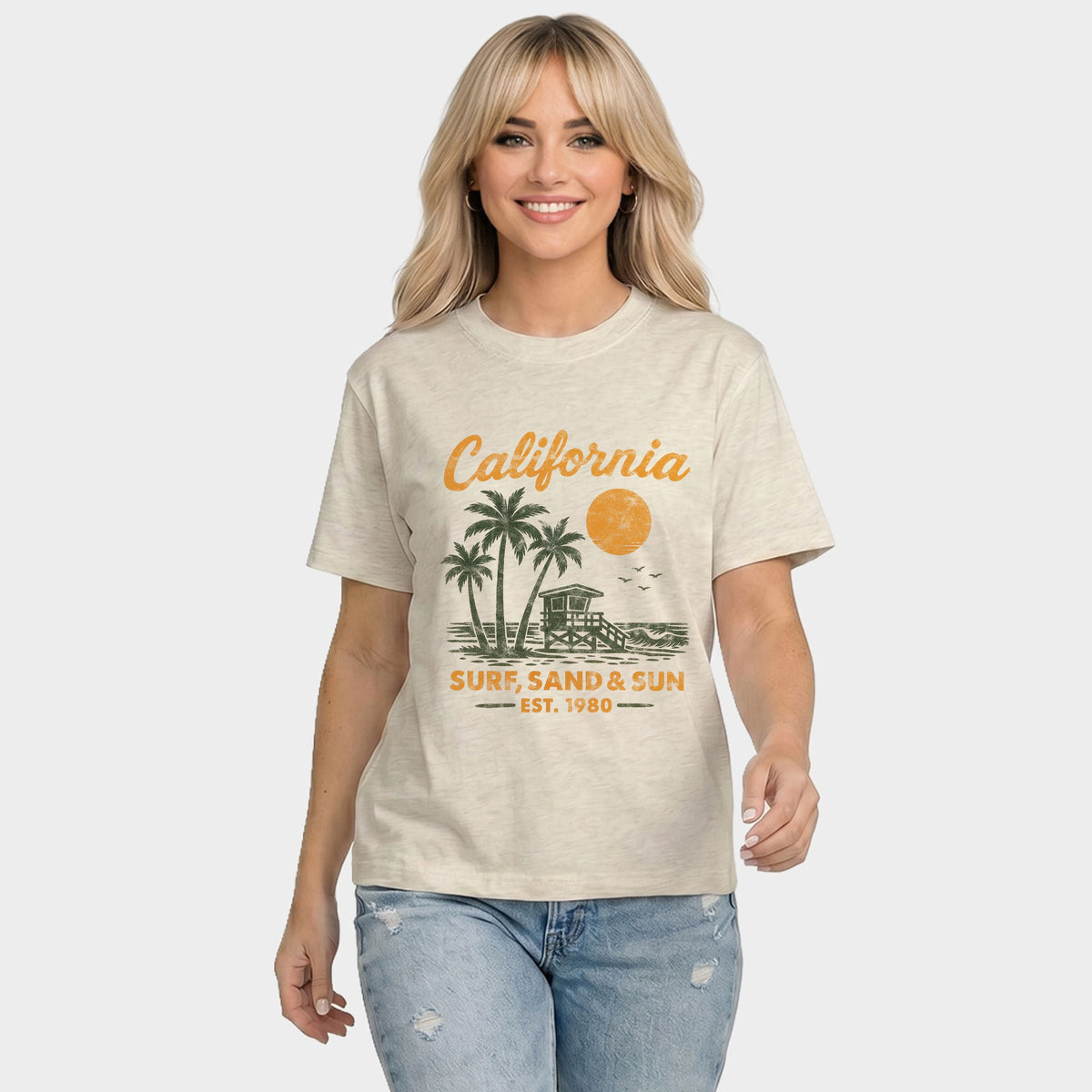 California Surf, Sand & Sun - Women's Relaxed Boxy Tee