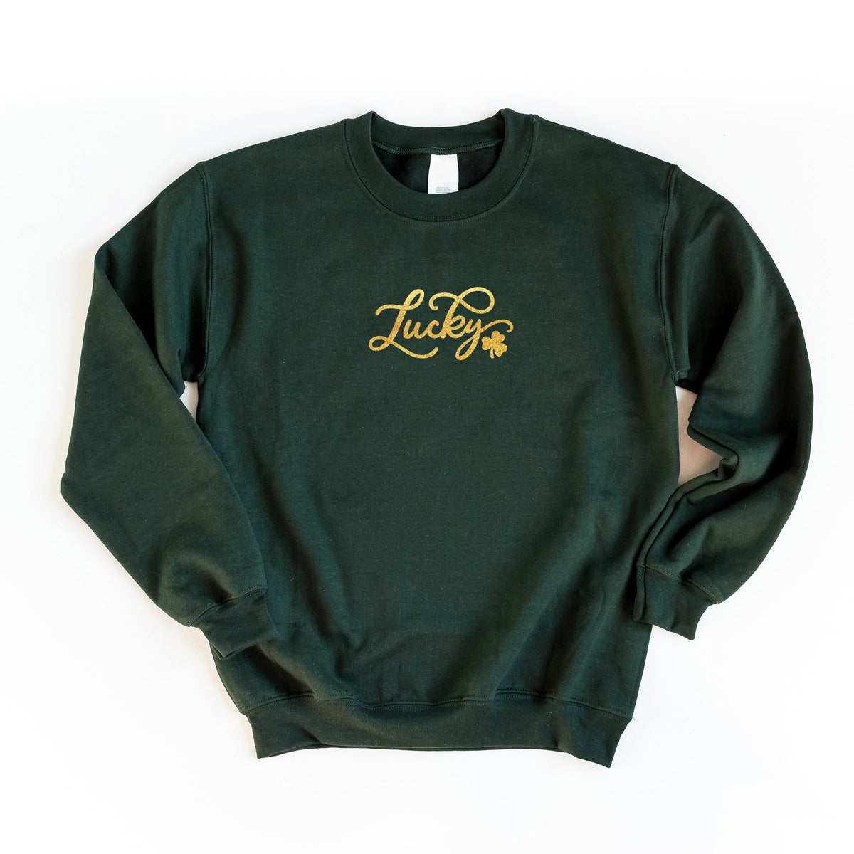 Cursive Lucky Clover Glitter - Women's Graphic Sweatshirt