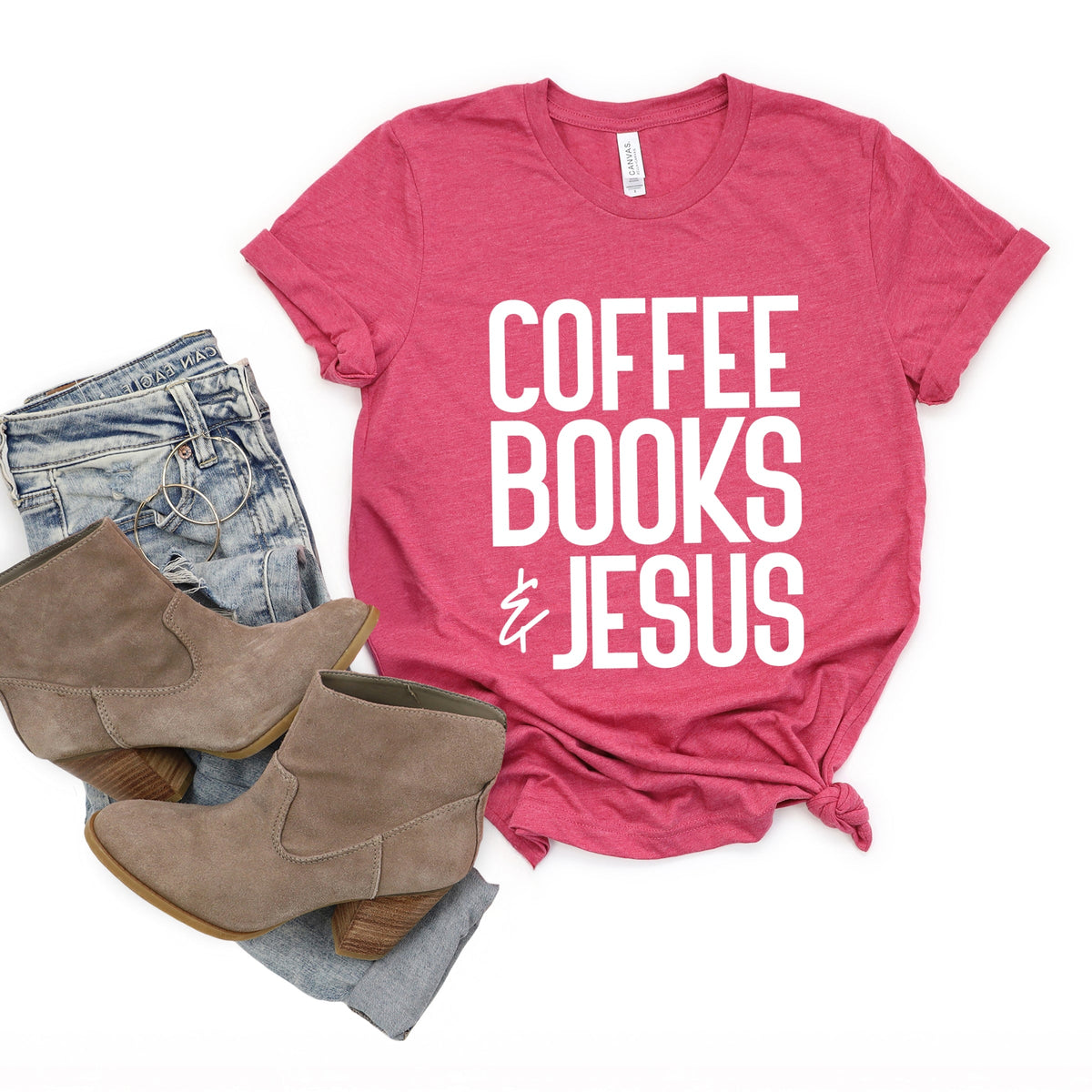 Coffee Books Jesus - Women's Short Sleeve Graphic T-Shirt