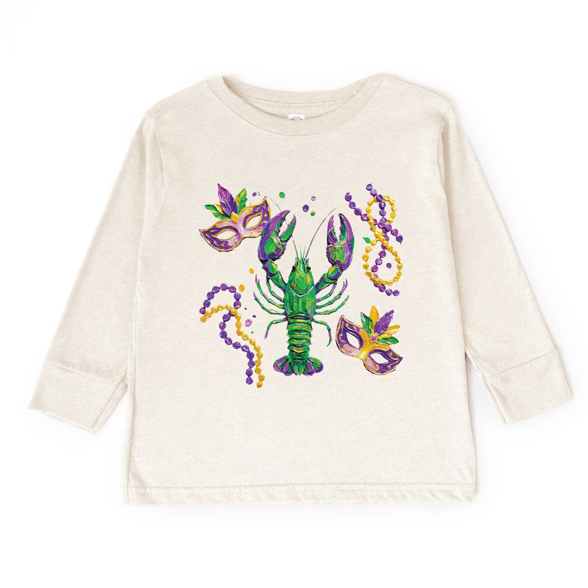 Mardi Gras Lobster Masks - Toddler Long Sleeve Graphic Tee