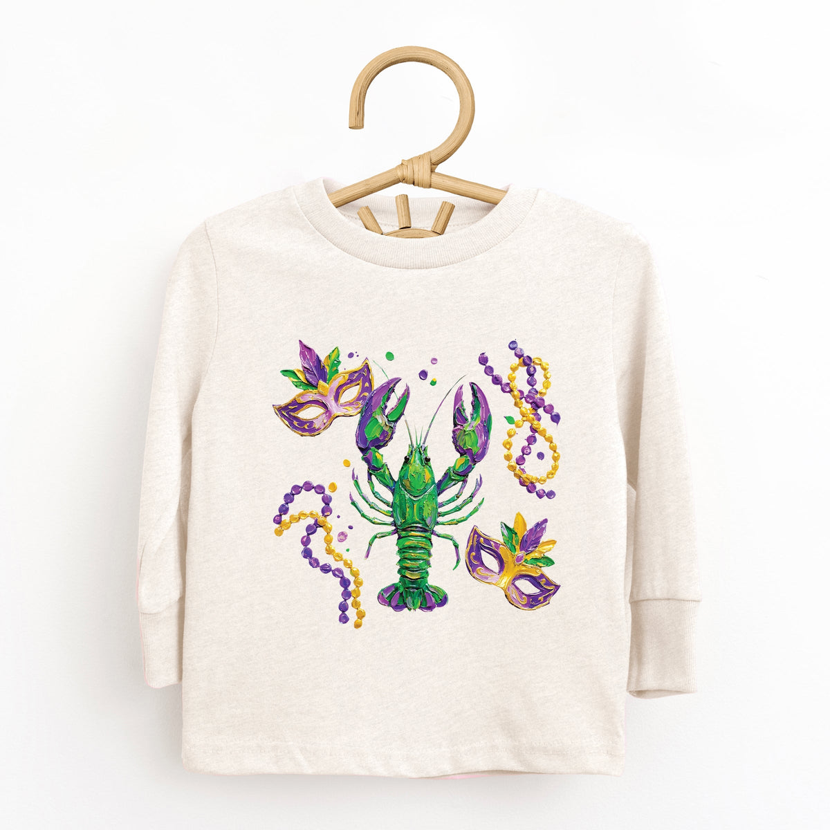Mardi Gras Lobster Masks - Toddler Long Sleeve Graphic Tee
