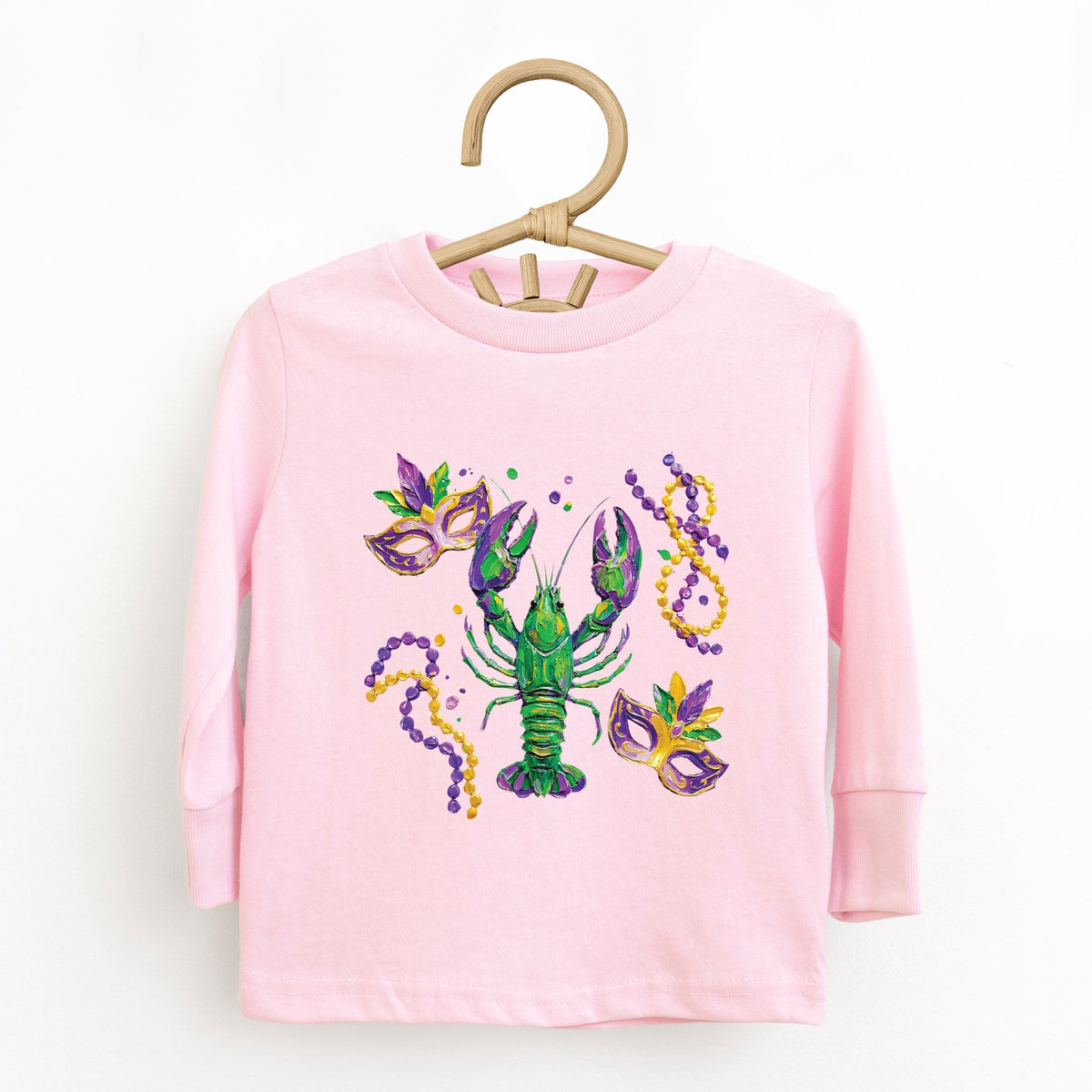 Mardi Gras Lobster Masks - Toddler Long Sleeve Graphic Tee