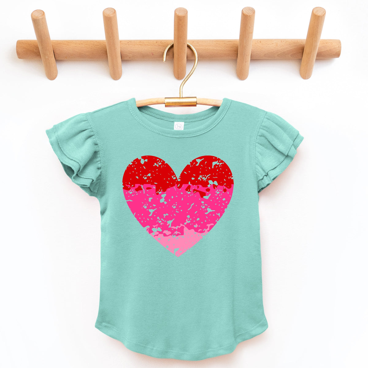 Heart Ombre - Flutter Sleeve Graphic T-Shirt