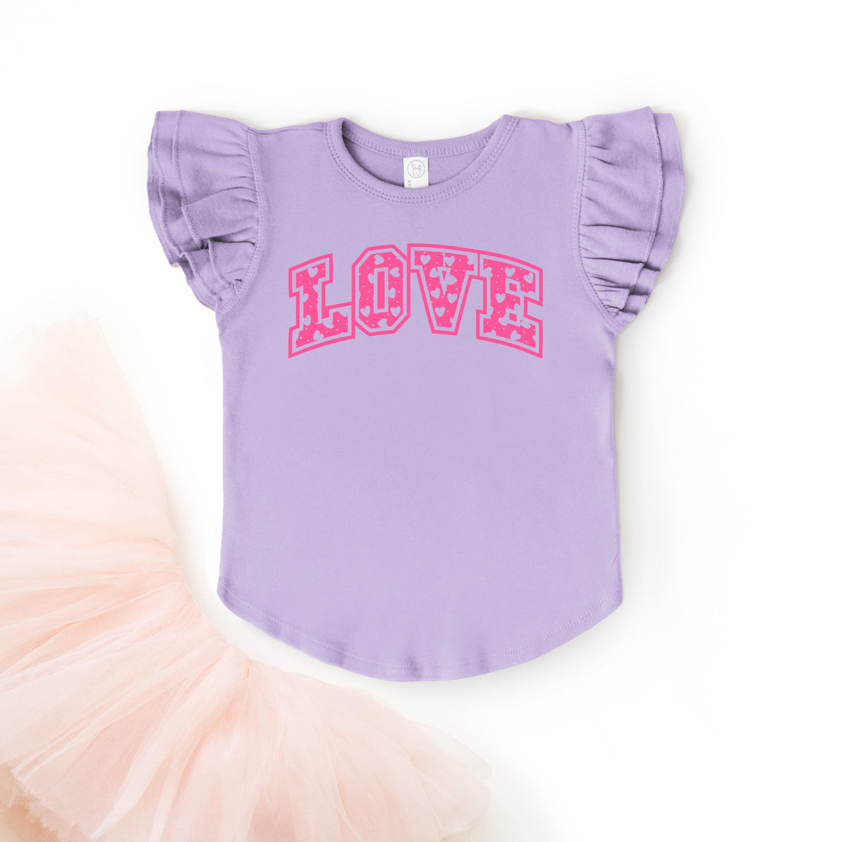 Love Varsity Hearts - Flutter Sleeve Graphic T-Shirt