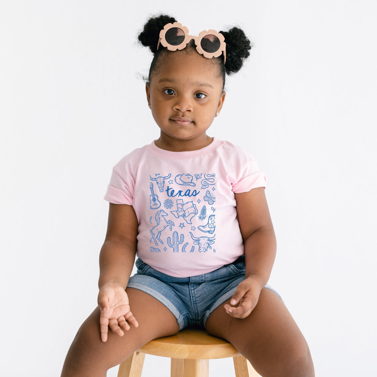 Texas Sketched Collage - Toddler Short Sleeve Graphic T-Shirt