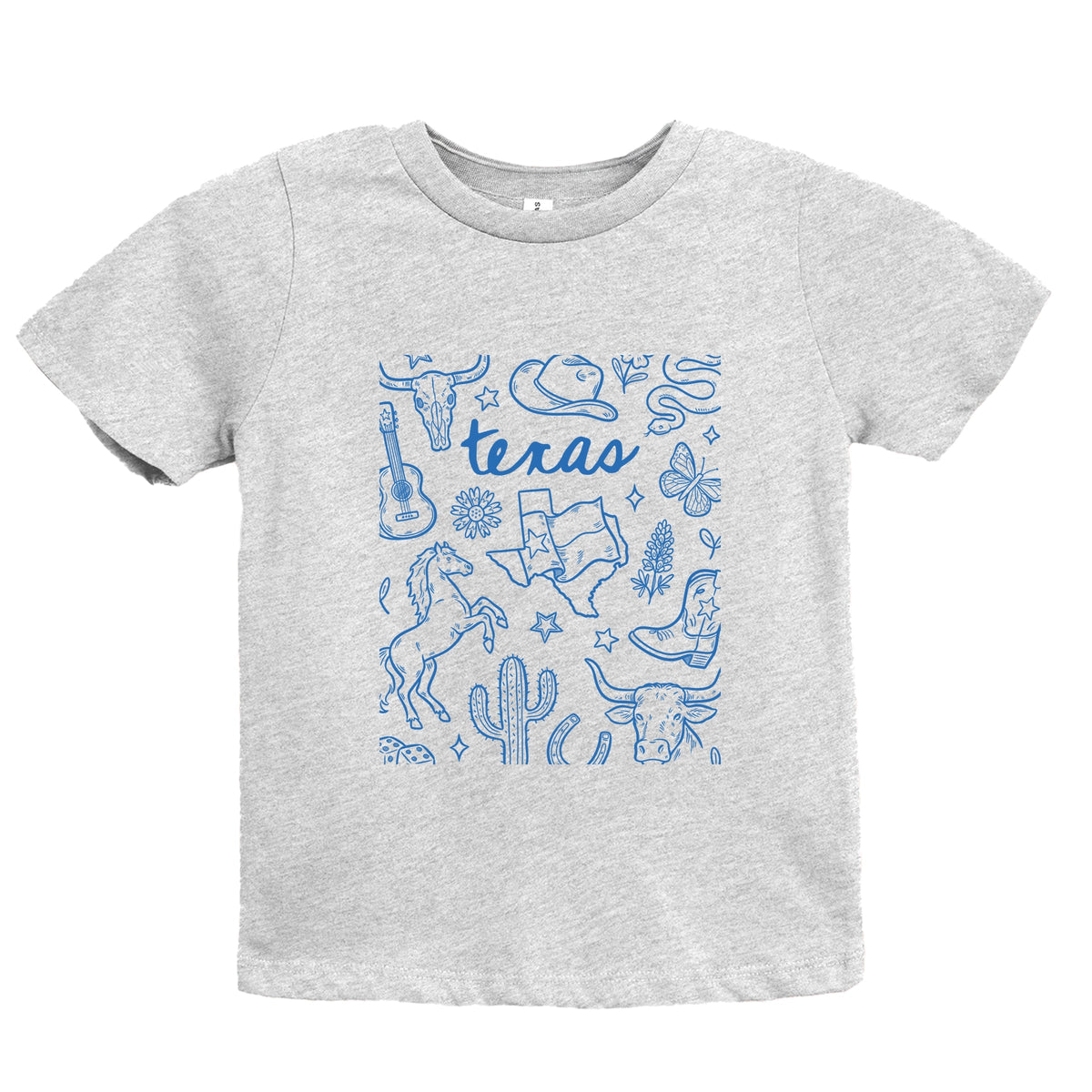 Texas Sketched Collage - Youth Short Sleeve Graphic T-Shirt