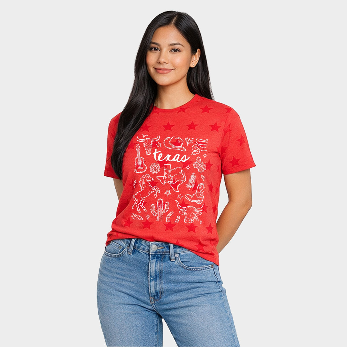 Texas Sketched Collage - Women's Short Sleeve Star Tee