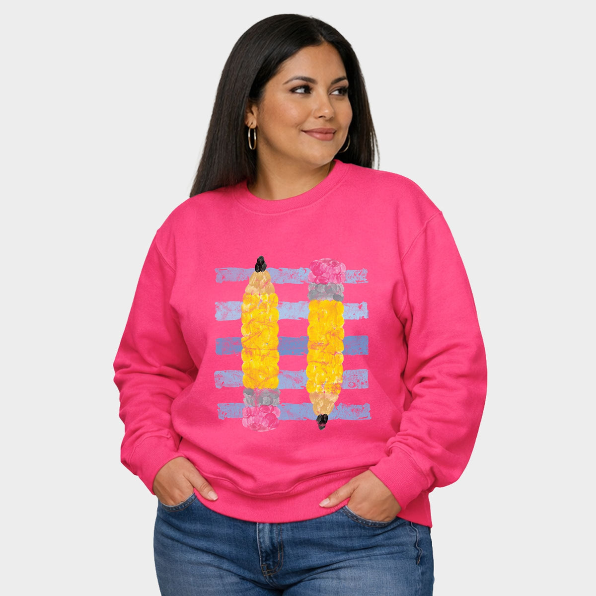 Pencil Stripes - Women's Plus Sized Graphic Sweatshirt