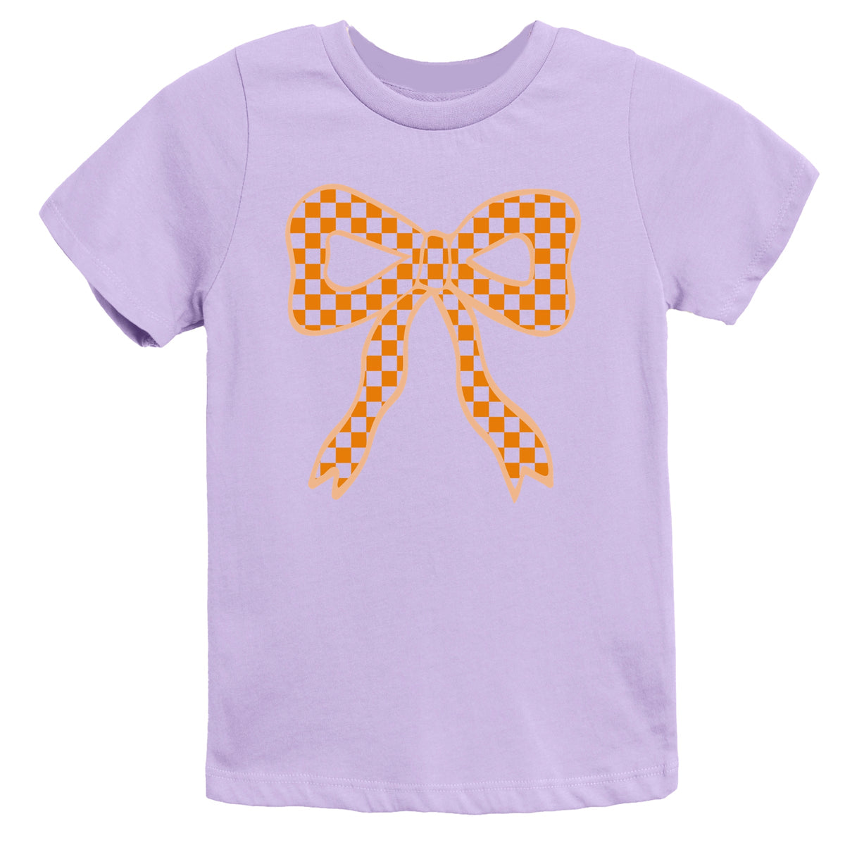 Coquette Orange Checker Bow - Youth Short Sleeve Graphic T-Shirt
