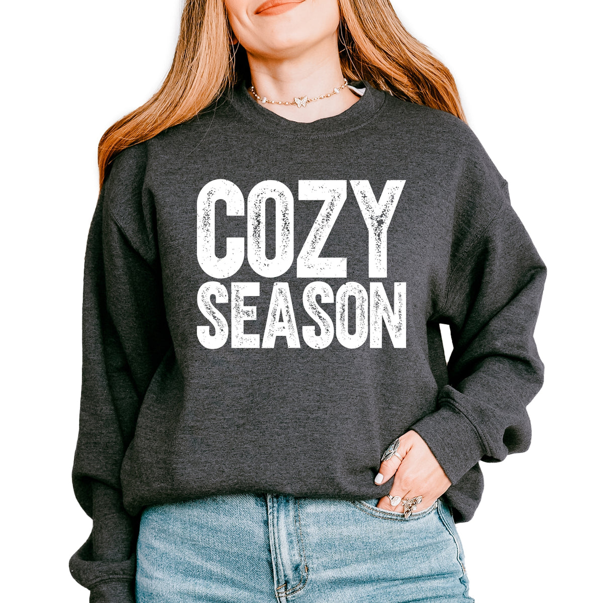 Cozy Season Bold Distressed - Women's Graphic Sweatshirt