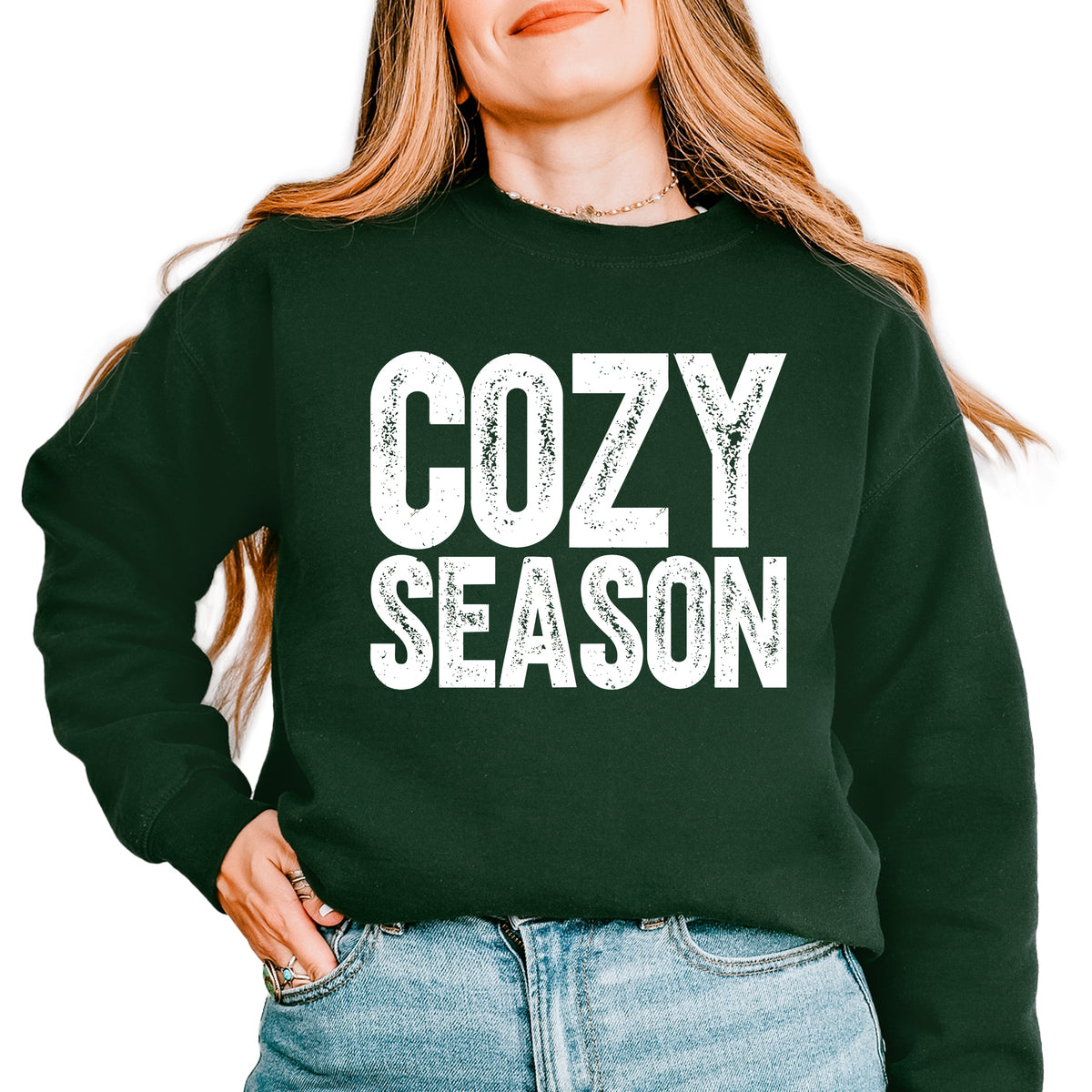 Cozy Season Bold Distressed - Women's Graphic Sweatshirt