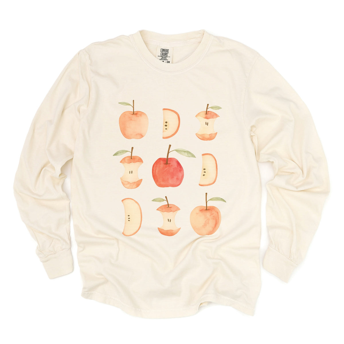 Watercolor Apple Chart - Garment Dyed Long Sleeve