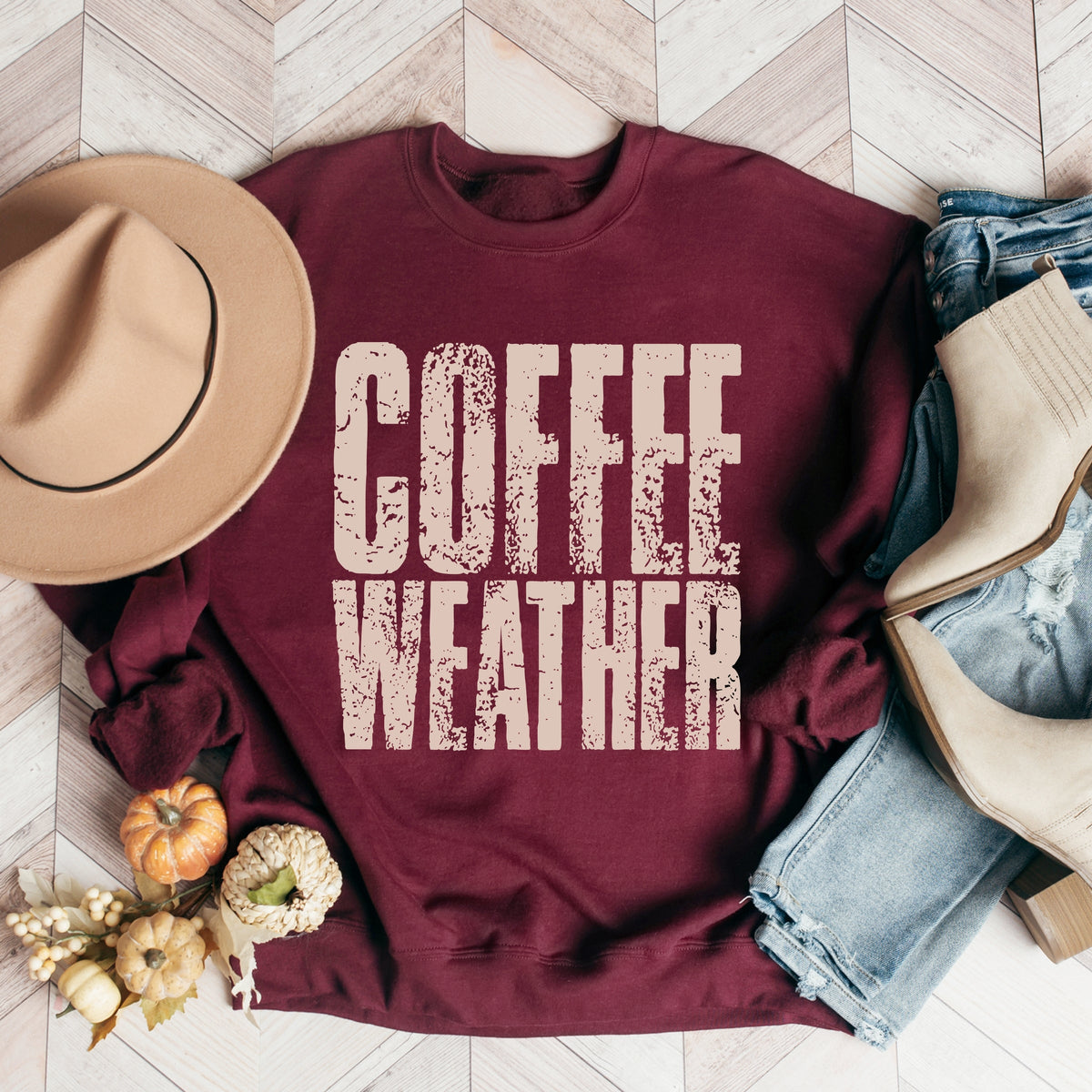 Coffee Weather Distressed - Sweatshirt