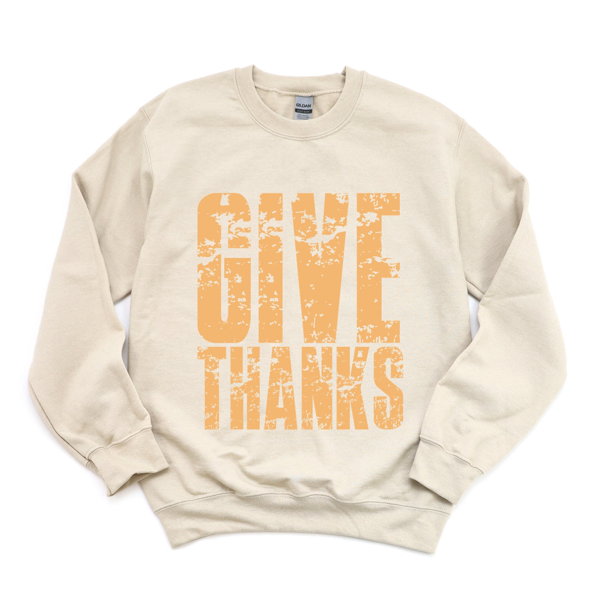 Give Thanks Block Distressed - Women's Graphic Sweatshirt